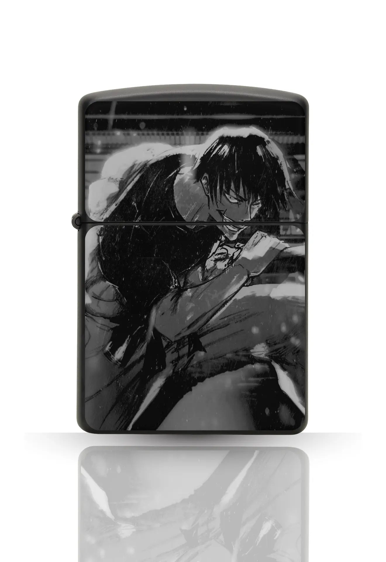 Briquet style Zippo Noir Matte – Toji Fushiguiro JJK / Briquet rechargeable à essence. Majestico Gift Store