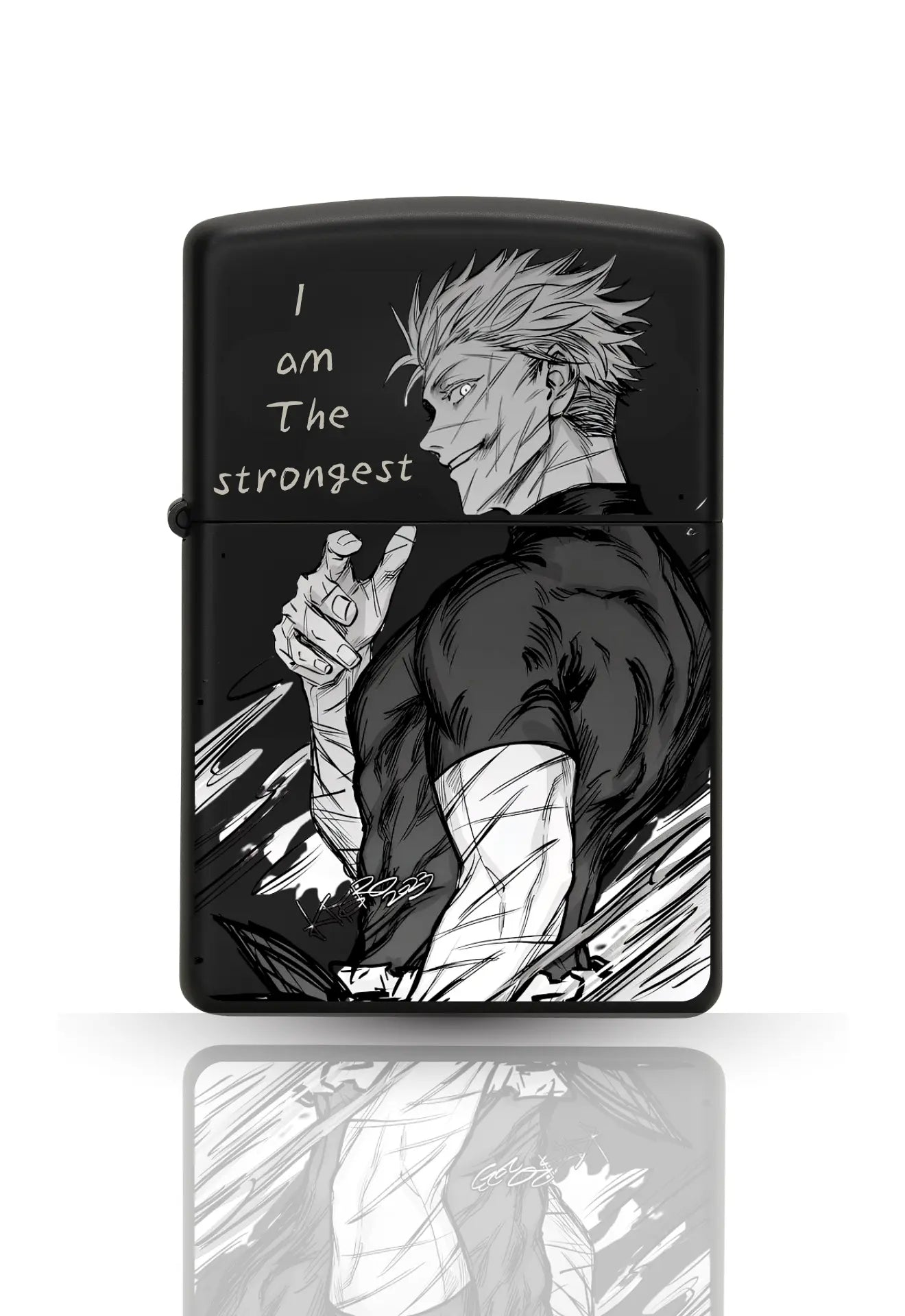 Briquet style Zippo Noir Matte – Gojo Satoro "JJK" / Briquet rechargeable à essence. Majestico Gift Store