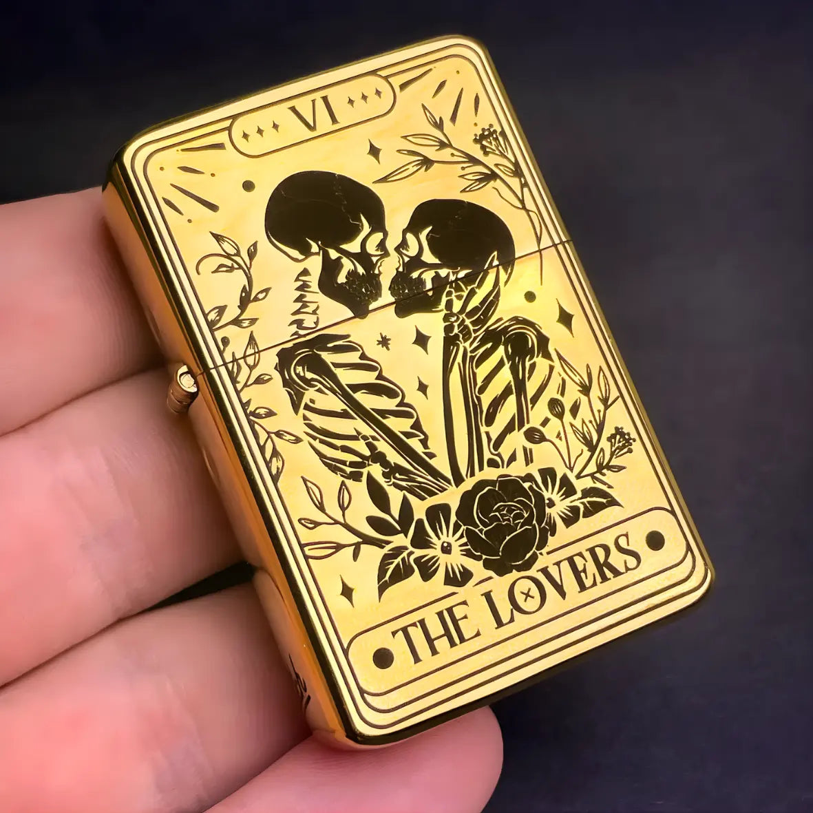 Briquet Style Zippo Gold - Tarot "LOVERS" Majestico Gift Store