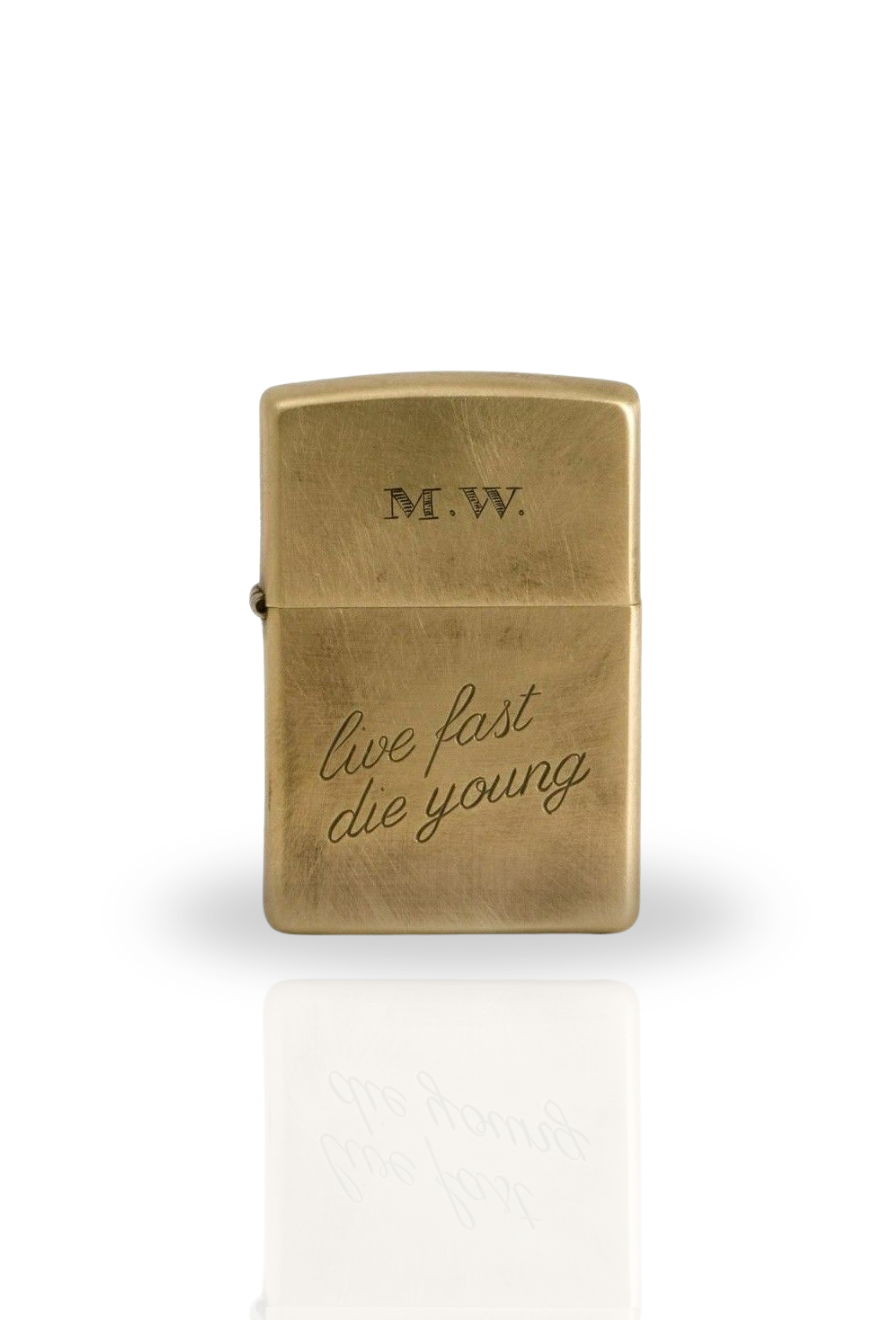 Briquet Style Zippo Doré rechargeable Polished gravure personnalisé