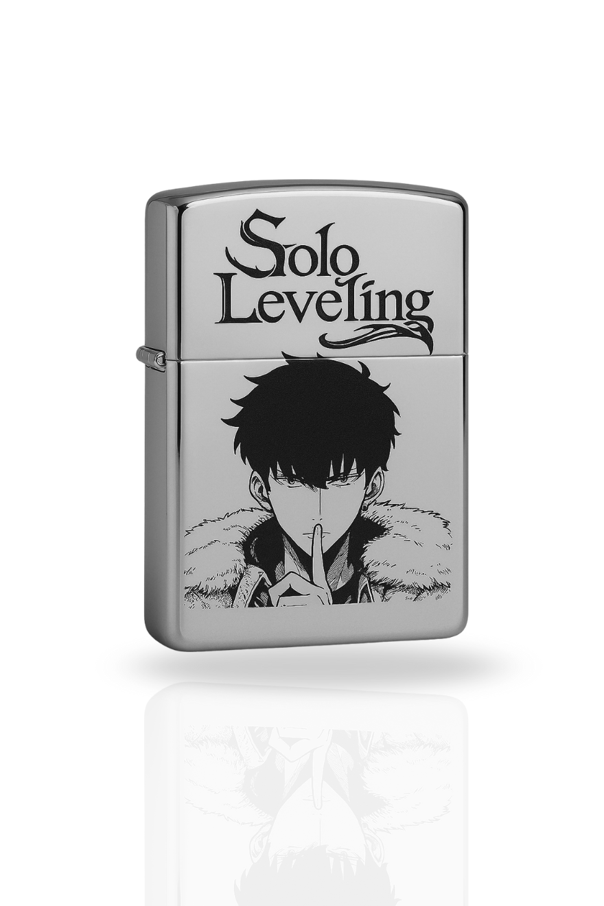 Briquet argenté style Zippo-Cadeau pour Homme modèle SOLO LEVELING