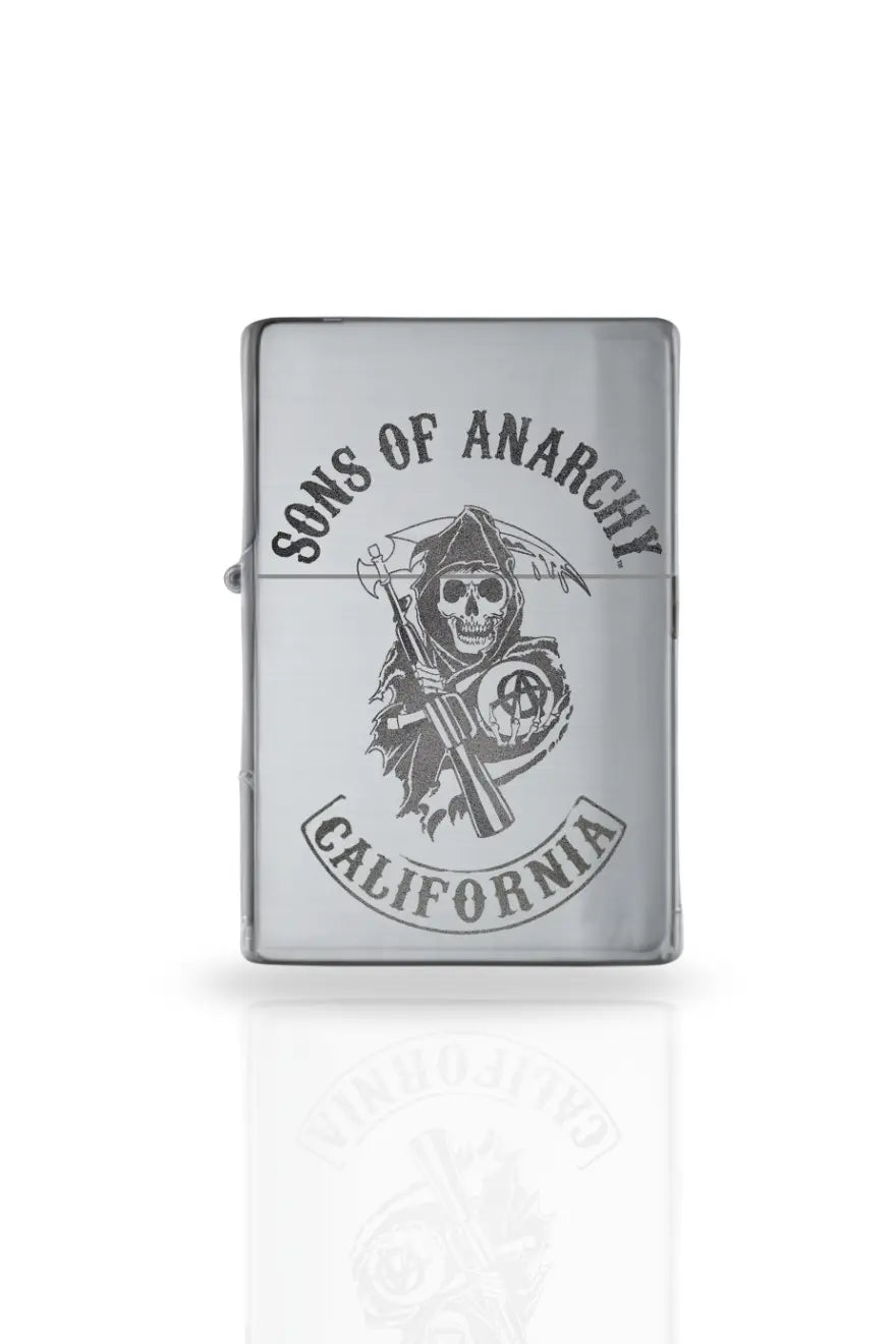 Briquet style zippo argent poli rechargeable– Modèle Sons of Anarchy Majestico Gift Store