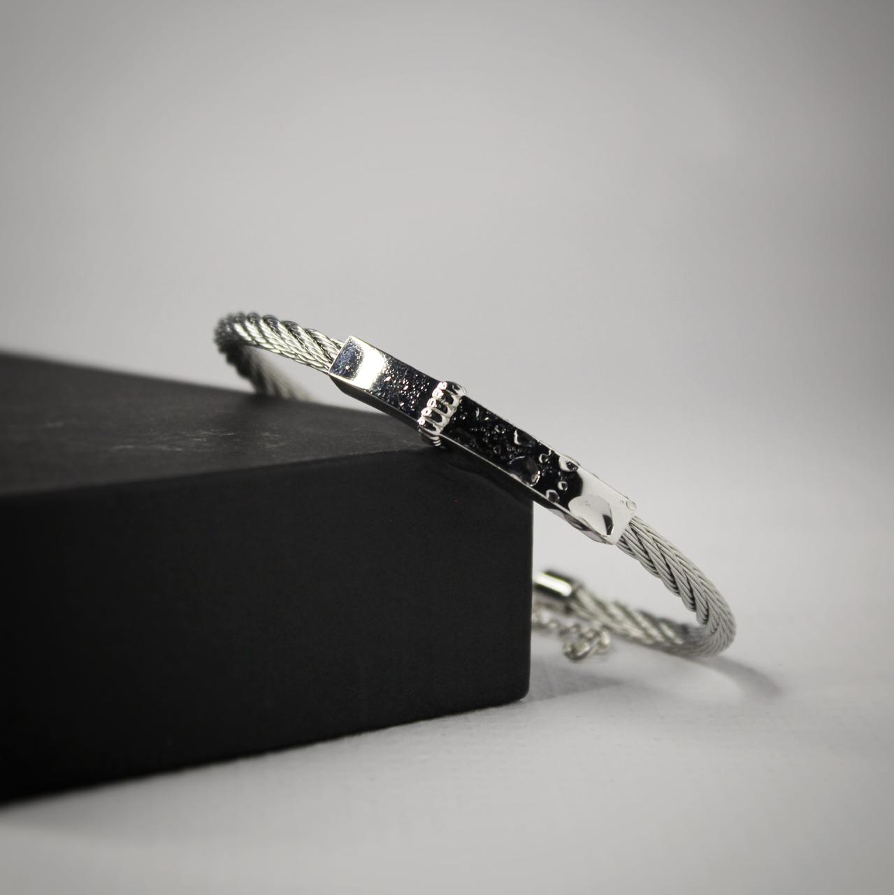 Bracelet en argent 925 à maille en acier inoxydable avec option de personnalisation. cadeau pour homme. - Majestico Gift Store