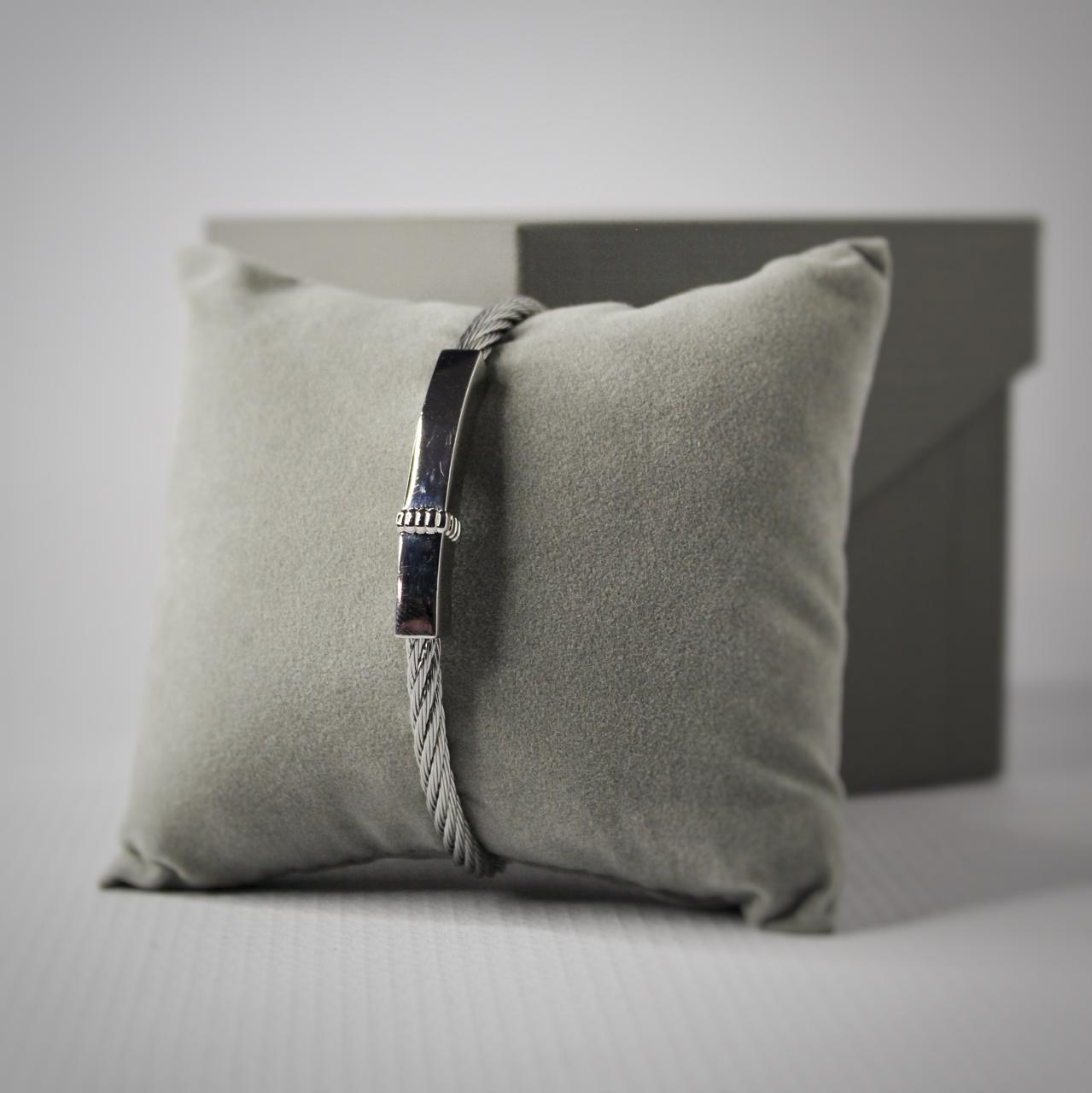 Bracelet en argent 925 à maille en acier inoxydable avec option de personnalisation. cadeau pour homme. - Majestico Gift Store