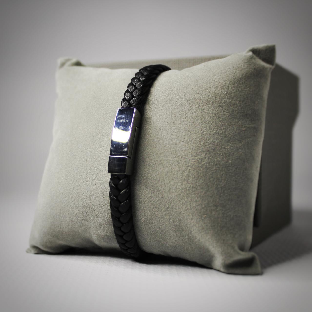 Bracelet en cuir véritable et acier inoxydable, Personnalisable & cadeau pour homme - Majestico Gift Store