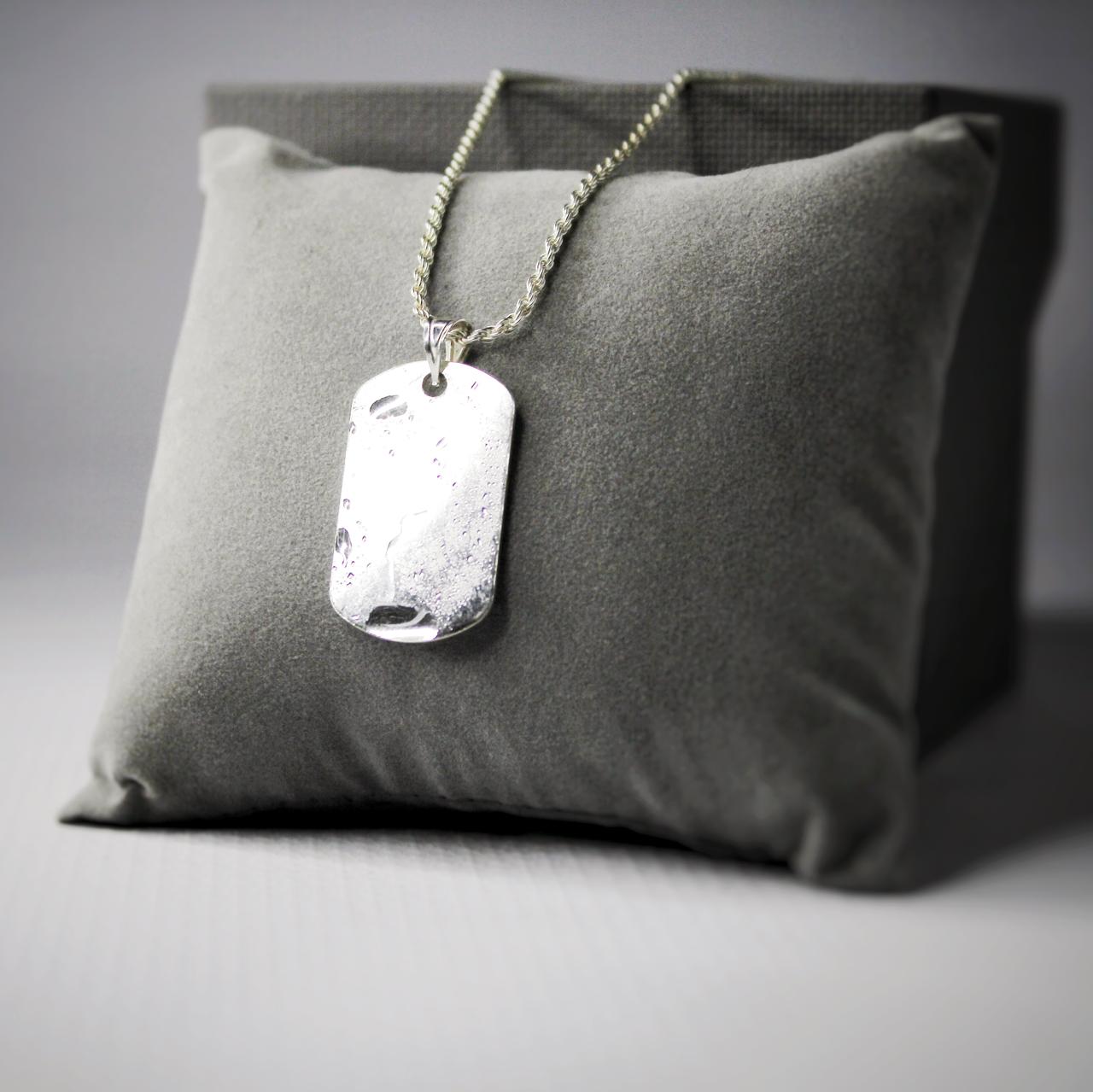 Collier en argent 925 cadeau pour homme avec gravure personnalisé chaine et pendentif plaque militaire tag