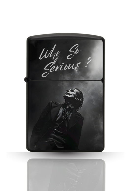 Briquet style Zippo Noir Matte – JOKER "Why So Serious" / Briquet rechargeable à essence.
