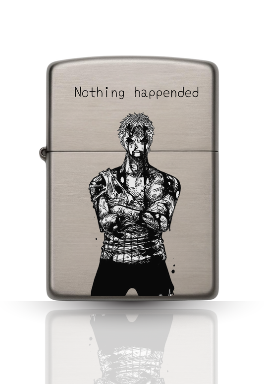 Briquet style Zippo argent Poli – Design Zoro "Nothing happended" One piece.