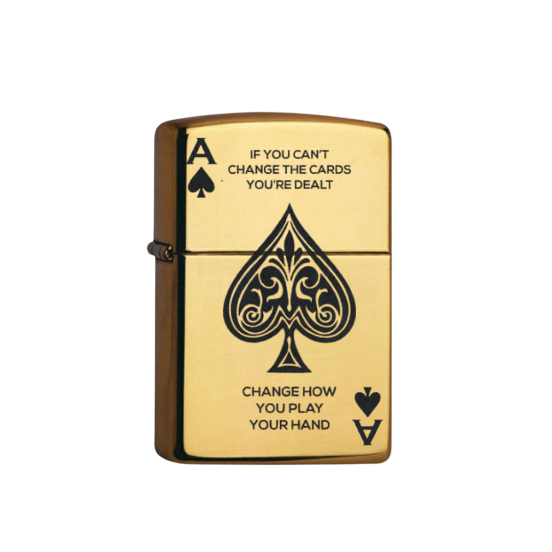 Briquet Zippo Gold Polished – Ace of spade  | Game of cards