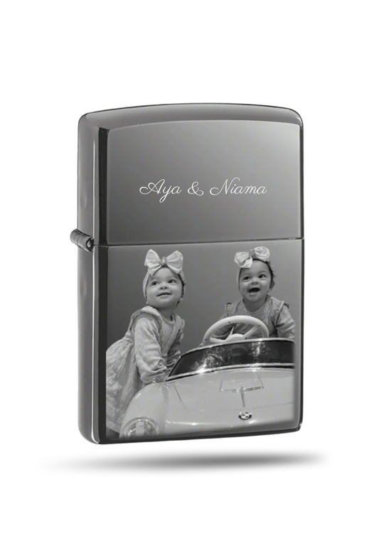 Briquet style Zippo Dark grey gravure personnalisé & rechargeable.