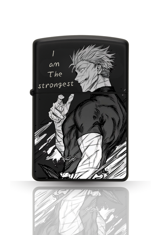 Briquet style Zippo Noir Matte – Gojo Satoro "JJK" / Briquet rechargeable à essence.