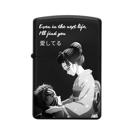 Briquet Noir style Zippo rechargeable, cadeau pour homme Demon Slayer