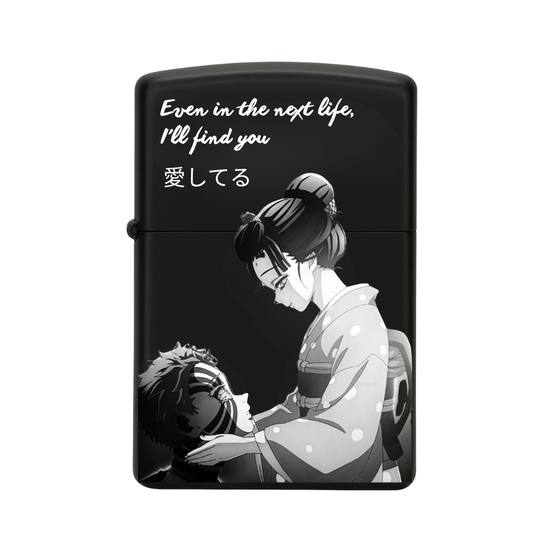 Briquet Noir style Zippo rechargeable, cadeau pour homme Demon Slayer