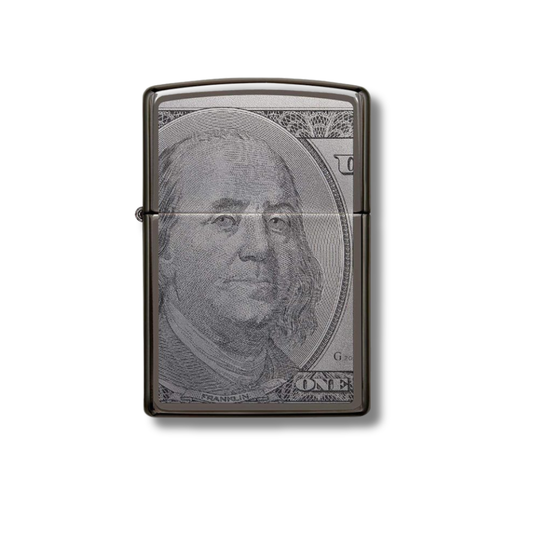 Briquet Argent Poli Rechargeable, cadeau pour homme-Design 100 Dollar Bill