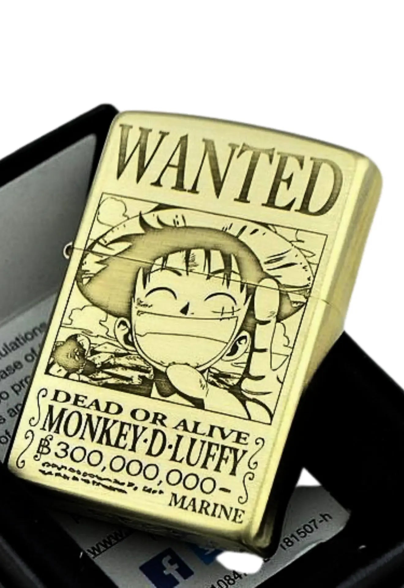 Briquet Style Zippo Gold -One piece- Luffy wanted Poster Majestico Gift Store