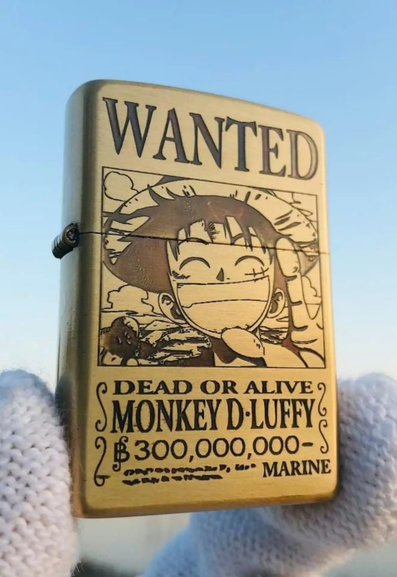 Briquet Style Zippo Gold -One piece- Luffy wanted Poster Majestico Gift Store