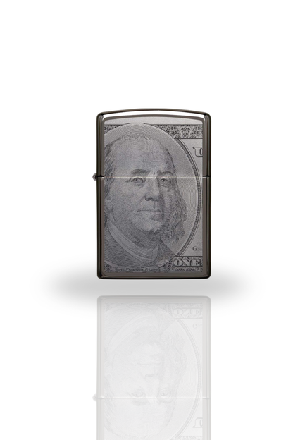 Briquet Argent Poli Rechargeable, cadeau pour homme-Design 100 Dollar Bill