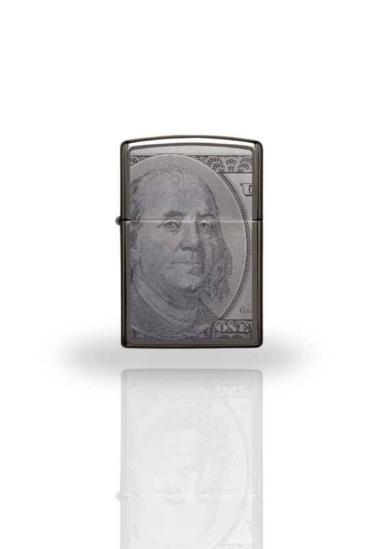 Briquet Argent Poli Rechargeable, cadeau pour homme-Design 100 Dollar Bill