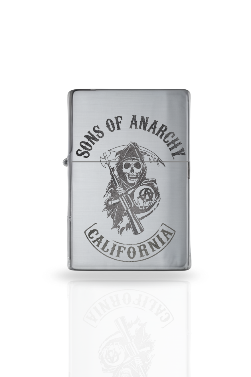 Briquet style zippo argent poli rechargeable– Modèle Sons of Anarchy