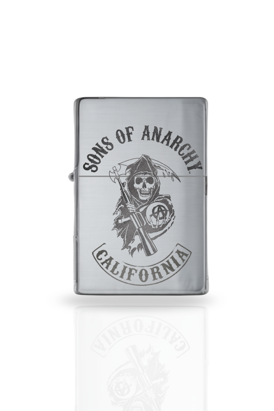 Briquet style zippo argent poli rechargeable– Modèle Sons of Anarchy