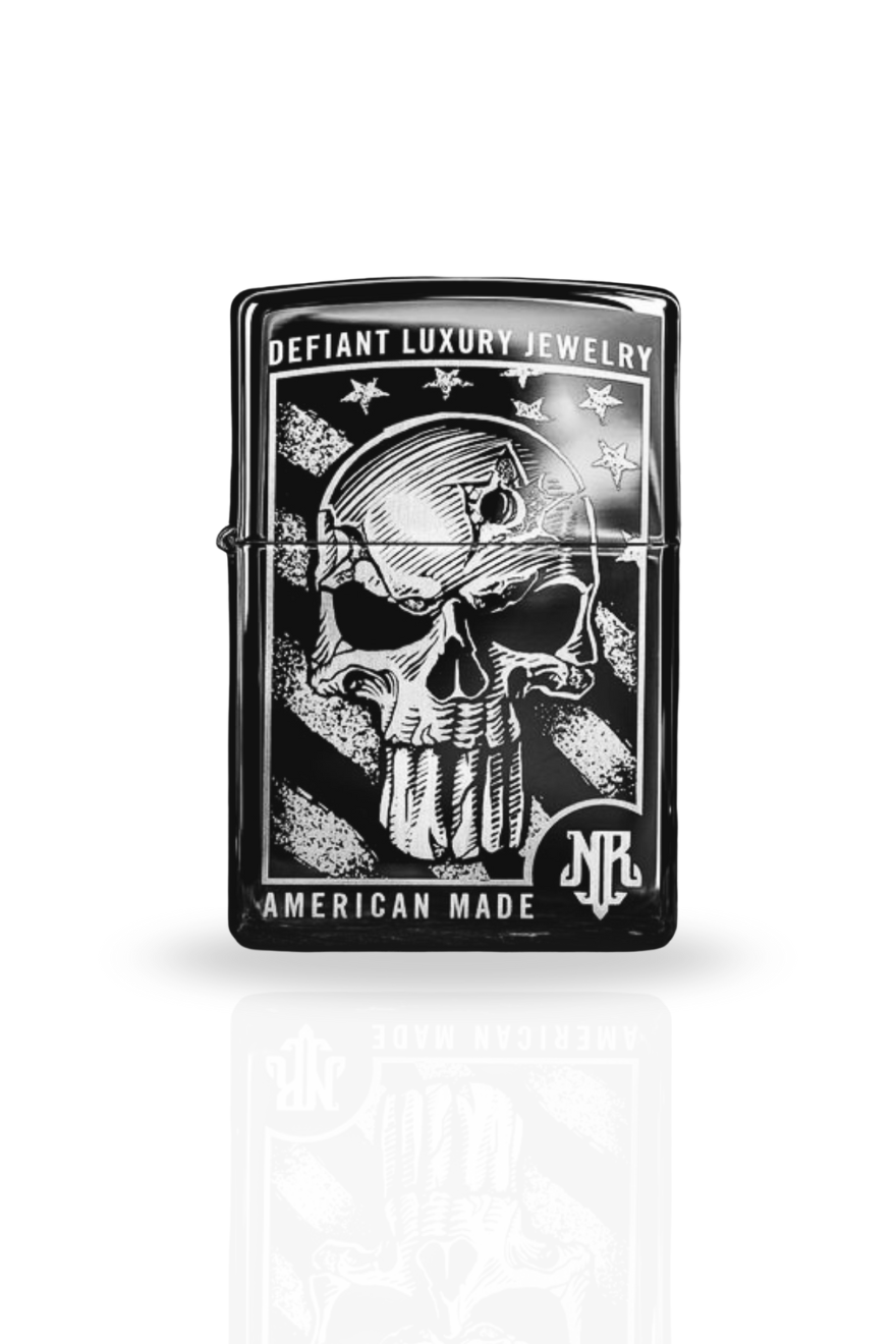 Briquet argenté style zippo rechargeable essence Night Rider