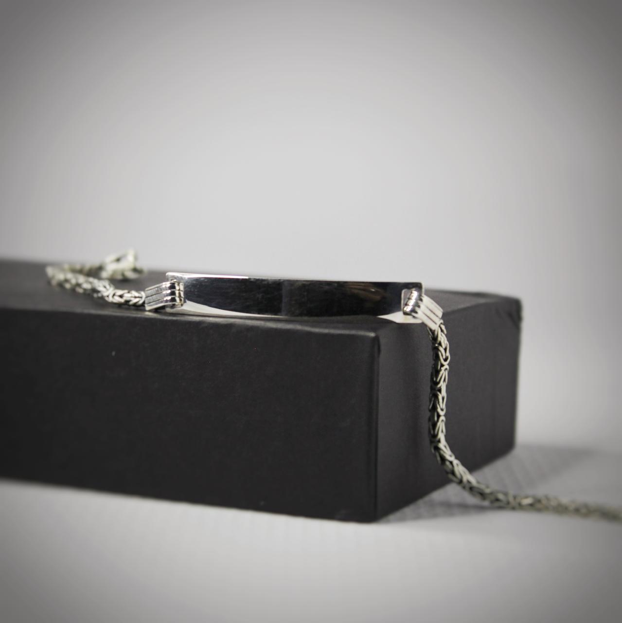 Bracelet avec chaine en argent 925, option de personnalisation, cadeau pour homme - Majestico Gift Store