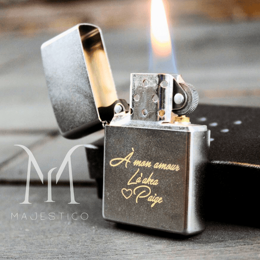 Briquet Argenté style Zippo brossé - personnalisé, cadeau pour homme - Ma boutique