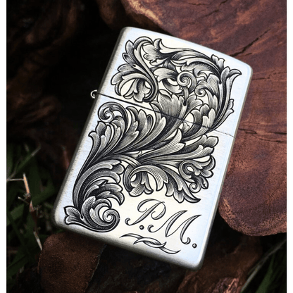 Briquet Argenté style Zippo brossé - personnalisé, cadeau pour homme - Ma boutique