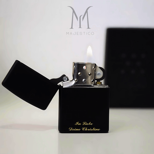 Briquet Noir style Zippo personnalisé, cadeau pour homme. - Ma boutique