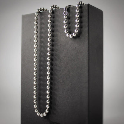 Chaine en maille boules en argent 925, cadeau pour homme Maroc - Majestico Gift Store
