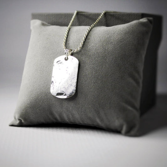 Collier en argent 925 cadeau pour homme avec gravure personnalisé chaine et pendentif plaque militaire tag